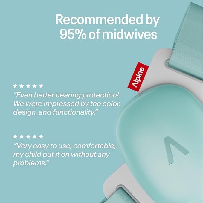 Alpine Muffy Baby Comfort - Protects Hearing for Babies and Toddlers - CE & ANSI Certified - Headband for Safe fit & Comfort - Adjustable for Ages 3-48 Months - 24dB Sound Reduction, Aqua