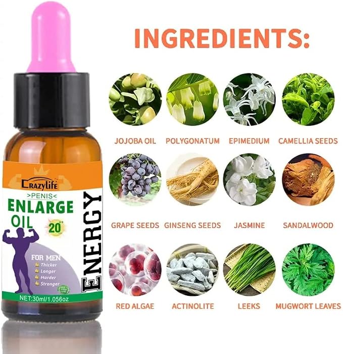 Crazylife Enlargement Massage Oil for Men – 30ml, Soothing & Moisturizing Formula