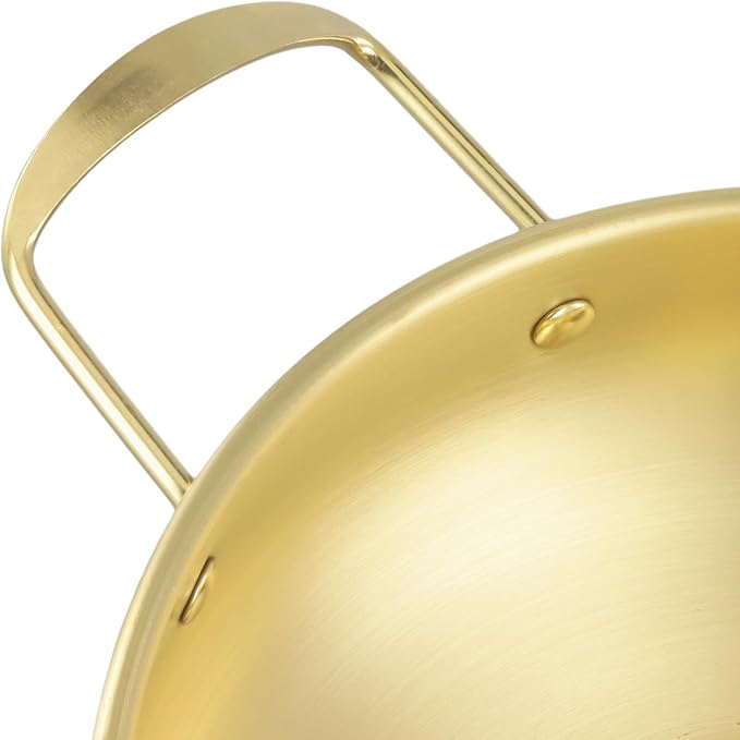 JOIKIT 4 Pack Korean Ramen Pot with Handles, Stainless Steel Ramen Cooking Pan, Golden Soup Pot for Noodles, Pasta, Home and Outdoor Use, Dishwasher Safe (7.2in,9.1in, 9.9in, 10.7in)