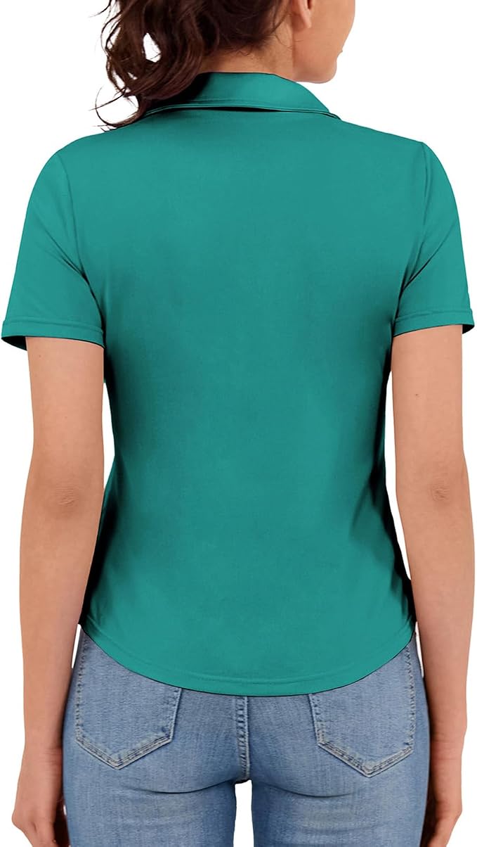 JACK SMITH Women's Golf Polo Shirt V Neck Short Sleeve Tennis Shirt Sun Protection Moisture Wicking Athletic Tops