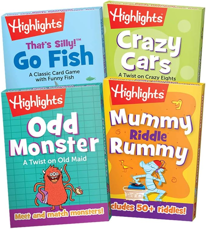 Highlights Classic Card Games for Kids Ages 4-12, Includes Twists on Go Fish, Old Maid, Rummy, Crazy Eights