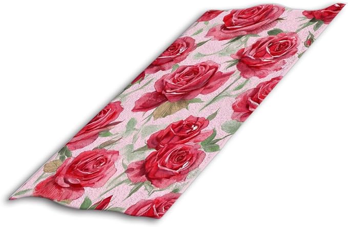 Red Roses Blossom Hand Towel Flower Green Leaf Floral Love Face Towels Suit Travel Sports Pool Swimming Bath Camping Spa Gym Yoga,15x30 Inch