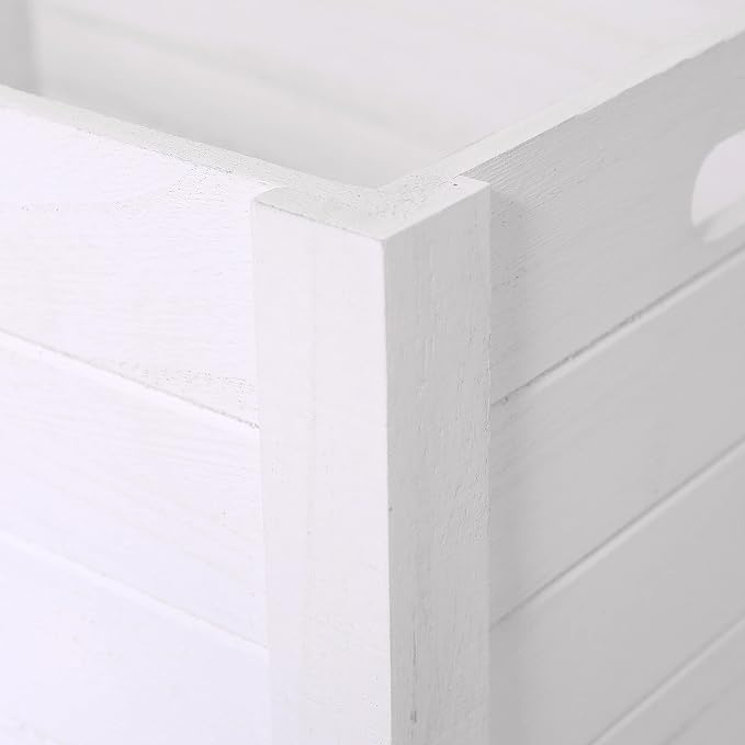 Farmhouse Modern White Wooden Crates For Storage | Rustic Decorative Boxes,Set Of 3 Large Nesting Wooden Storage Crates For Home Decor,Handmade Natural Solid Wood Box