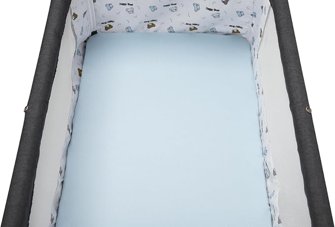 Pack n Play Sheet Stretchy Fitted Portable Mini Crib Sheets Set 2 Pack,Playard Sheets Convertible Playard Mattress Cover,Ultra Soft Jersey Material, Light Blue & Car