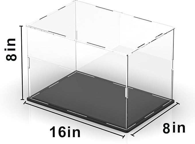 Large Display Case for Display, Clear Acrylic Box for Showcase Collectibles Action Figures Home Storage & Organizing Toys, 16" L x 8" W x 8" H