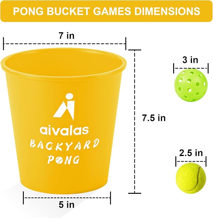 Aivalas Yard Pong Outdoor Games, Giant Yard Games Set with 12 Buckets and Balls for Adults and Family, Toss Game Throwing Games for Beach, Camping, Lawn and Backyard