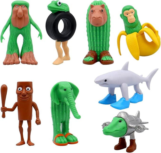 8PCS Italian Brainrot Toy Figures Animals Tralalero Tralala Figure Tung Tung Tung Sahur Figurine Bombardiro Crocodilo Animals Figurine Doll Gifts for Fans