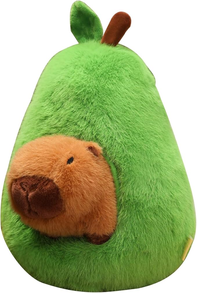Avocado Capybara Plush Toy - 13.77 Inch Soft Capybara Stuffed Animal, Cute Avocado Food Plushie Pillow Doll, Party Decor Birthday Gift for Boys and Girls
