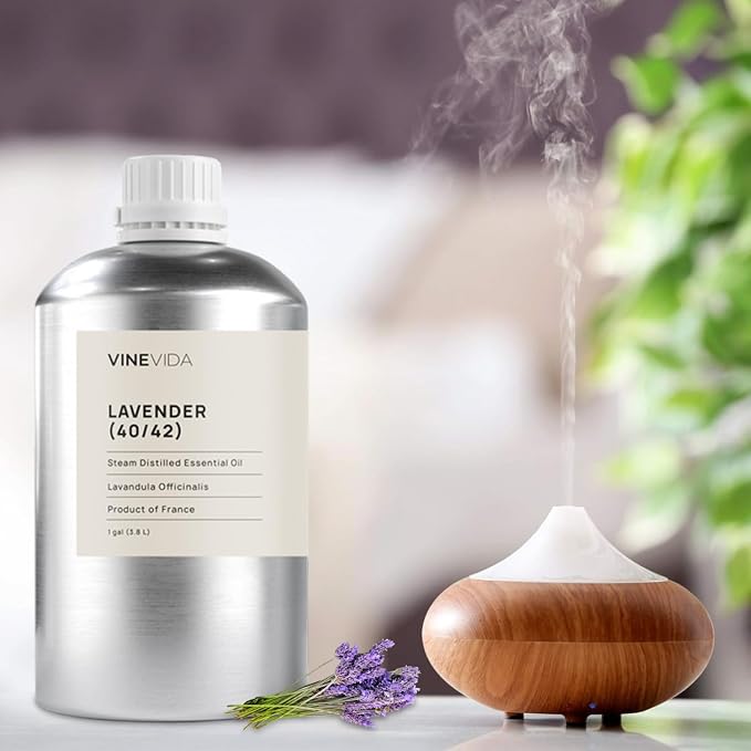 VINEVIDA Lavender 40/42 Essential Oil - Gallon Lavender 40/42 Oil Undiluted - Bulk Gallon Essential Oil for Soap Making