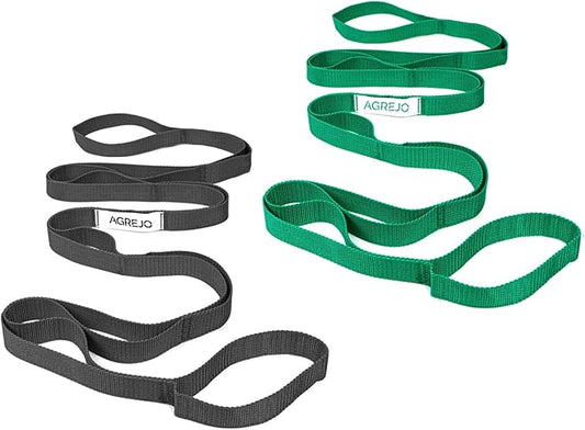 AGREJO Stretching Strap Yoga Strap Physical Therapy for Home Workout, 10 Loops Non-Elastic Stretch Band for Pilates, Flexibility, Exercise and Gymnastics