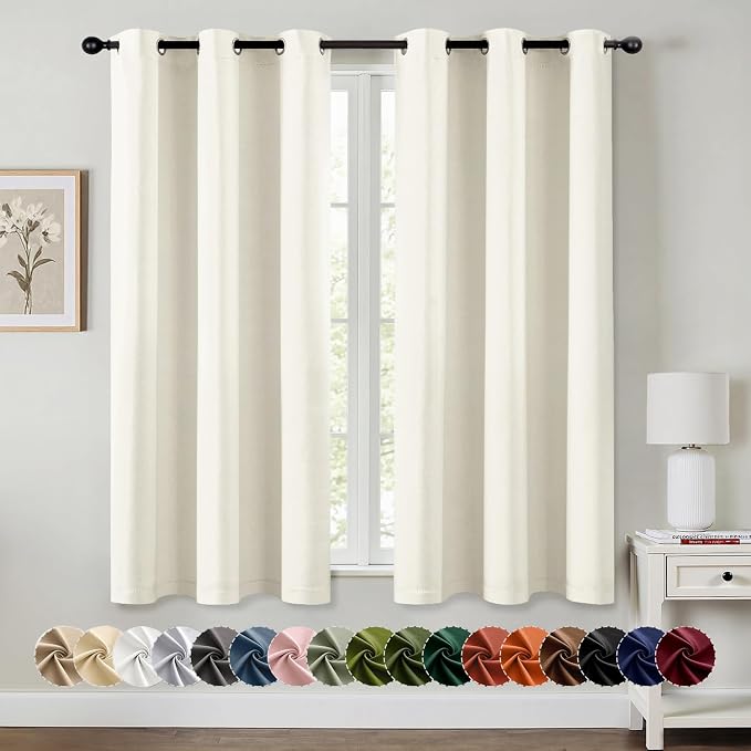 MIULEE Blackout Curtains for Bedroom 2 Panels 40 x 63 Inch Long Cream | Thermal Insulated, Living Room Darkening Grommet Drapes, Noise Reducing, Light Blocking Window Treatments