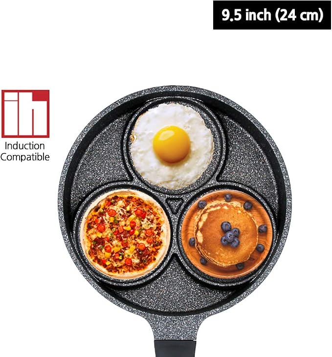 UPIT 3-Cup Egg Frying Pan for Induction Stovetop, Nonstick Coating Aluminum Egg Cooker Pan