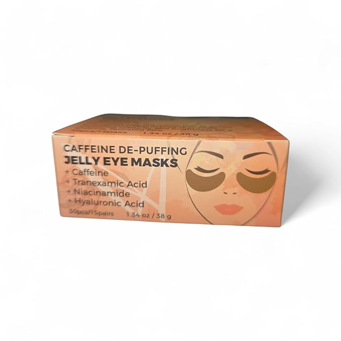 Caffeine De-Puffing Jelly Eye Masks with Tranexamic Acid, Niacinamide, Hyaluronic Acid, 30 Pieces, 1.34 oz