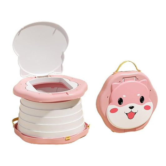 Portable Foldable Travel Potty Seat for Toddler, Training Toilet Seat Emergency Toilet for Car, Children Toilet with Splash Guard for Toddler Travel, Camping, Indoor and Outdoor Use Pink