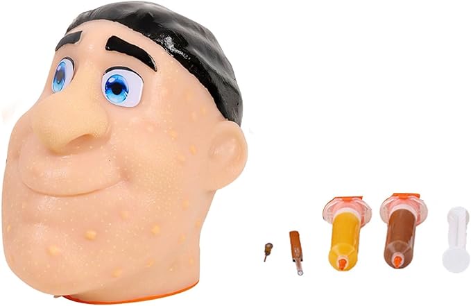 Pimple Popping Toy, Realistic Silicone Face Acne Simulator with Tweezers for Stress Relief, Sensory Fidget Game Gift for Adults and Teens Office Home (Blackheads with Yellow sebum)