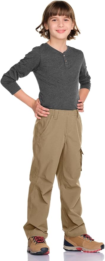 CQR Kids Boy’s Hiking Cargo Pants, Water Resistant UPF 50+ Quick Dry Youth Casual Outdoor Climbing Camping Trousers