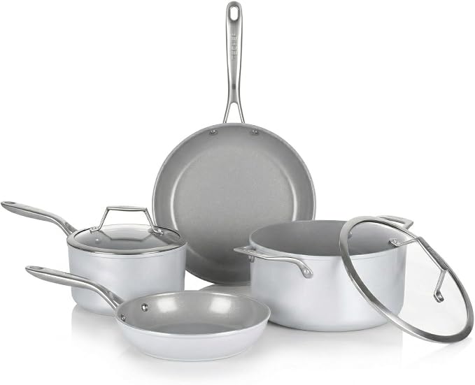 TECHEF - CeraTerra Collection Ceramic Nonstick Cookware Set (PTFE and PFOA Free Ceramic Exterior & Interior), Made in Korea, (6-Piece Set)