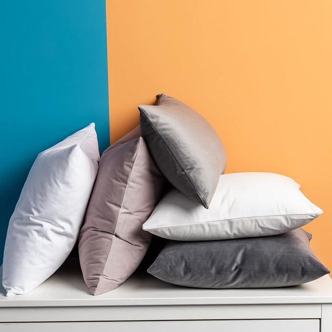 White 26x26 Throw Pillow Covers Decorative Velvet Couch Covers Set of 2 | JUSPURBET Cozy Soft Pillowcases with Invisible Zipper for Modern Couch Sofa Bed Living Room Bedroom Home Decor