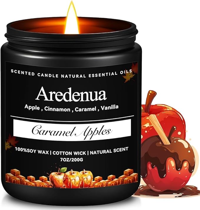 Caramel Apples Candles – Sweet Holiday Caramel Apple Aroma -Cozy Christmas Seasonal Candles Gift, Hand-Poured Winter Soy Candle for Christmas Home Décor & Cozy Seasonal Gifting