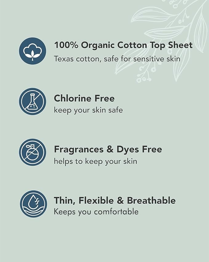 OCBON Unscented Ultra Thin Sanitary Pads (28 Count, Large) – Organic Cotton Feminine Pads with Wings for Women, Super Absorbent & Soft, Period Protection, Hypoallergenic