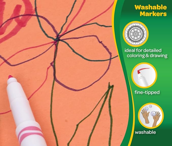 Crayola Ultra Clean Fine Line Washable Markers (40ct), Colored Markers for Kids, Fine Tip, Coloring Book Art Supplies, Gifts for Kids, Ages 3, 4, 5