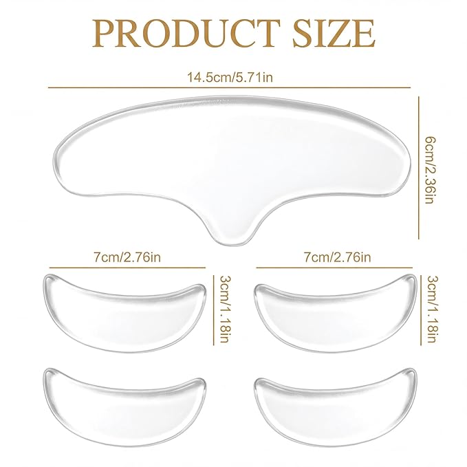 5 Pcs Forehead Wrinkle Patches Reusable Anti-Wrinkle Pads Silicone Facial Pads Moisturizing Firming Fine Line Pad Facial Smoothing Wrinkle Patch for Women Men Day or Night Use