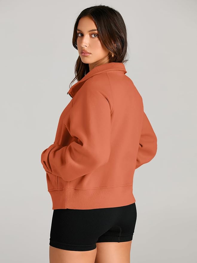 AUTOMET Womens Sweatshirts Half Zip Fleece Pullover Fall Outfits | Fall Fashion Clothes 2026,Cropped Sweatshirts,Cute Y2k Tops,Quarter Zipper Sweater,Winter Loungwear Outfits