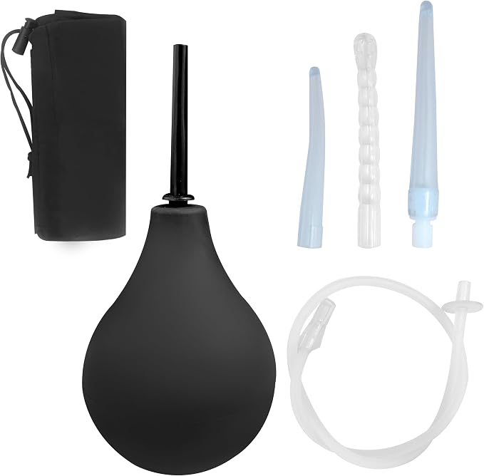 Deepdeem Anal Douche Enema Bulb Kit Vaginal Douche Enema Cleaner | Enema Bulb,Enema Douche with 3 Nozzle,Anti Backflow,Medical Materials for Colon Cleansing,Detox & Constipation for Men Women