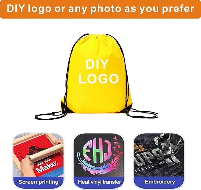 Drawstring Backpack Bulk 50 Packs Draw String Backpack Bags DIY Gym Sports Traveling Trip ride Pedestrianism Yoga Cinch Bag Sackpack Drawstring (yellow)