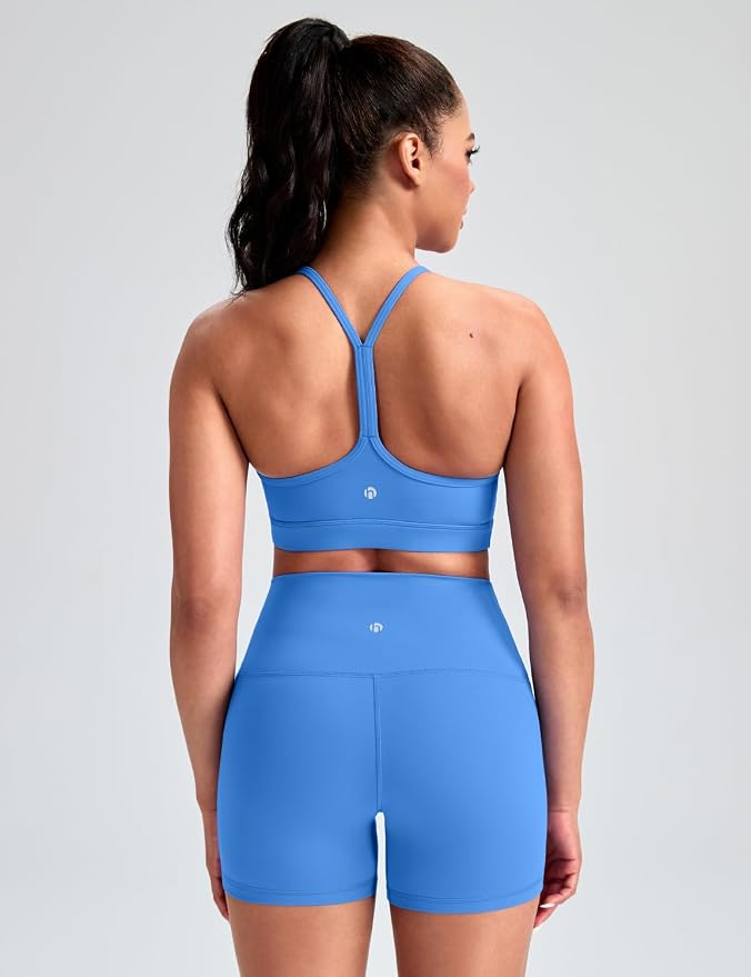 HeyNuts to Freest Womens Y Back Sports Bra, Spaghetti Strap Racerback Low Impact Workout Yoga Tops Padded A-C Cups *Updated