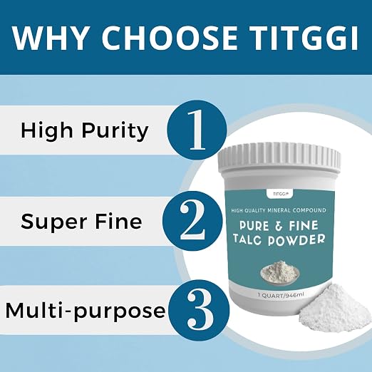 1 Quart Super Purity Talcum Powder, Extremely Fine Talc Powder for Chalk Painting, Multiple Purpose Talcum Unscented with Excellent Lubrication, for Bike and Auto Tire Repairing - by TITGGI