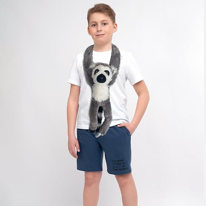 2 Pcs 50CM realistic hanging plush animal-filled lemur toys with hands and feet Parent-child knot , Lemur soft long plush jungle party decoration curtain storage toys Stuffed Animals for Kids 4-8