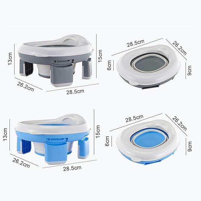 Children's Toilet Collapsible Outdoor Travel Potty Baby's Pee Pail Portable Toilet (Blue)