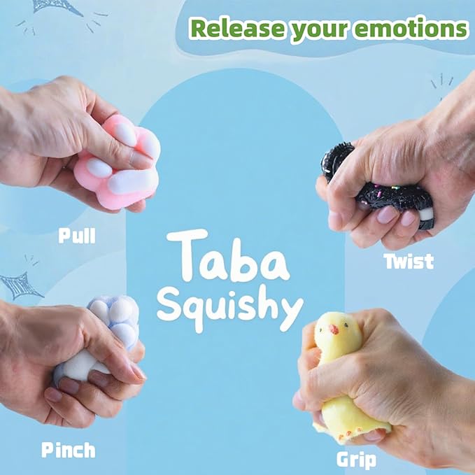 Taba Squishy paw Toys 6Pcs-Ultra-Soft Squishy Stress Relief Toys for Kids Adults,Anxiety Relief Party Favors Gifts for Girls & Boys, Kawaii Cookies Sensory Toys