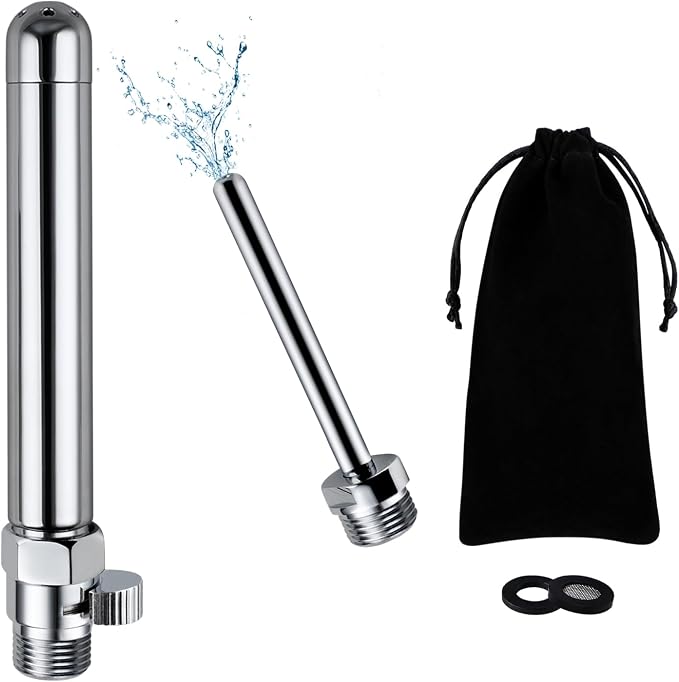 Shower Enema Kit, Shower Douche Nozzle Cleansing System with Water Control Valve for Men and Women Portable Cleaning (Polished Chrome)