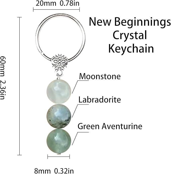 Healing Crystal Keychain Bracelet Set Healing Stones Anxiety Relief Natural Crystal Keychain for Women