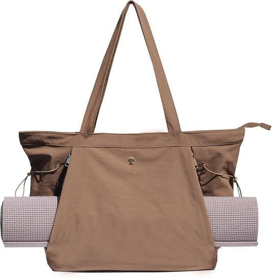 ESVAN Yoga Tote Bag for Women Shoulder Bags Drawstring for Office Workout Travel Carryall Pilates Gym and Beach