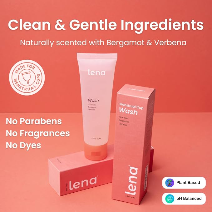 Lena Sensitive Small Menstrual Cup & Lena Cup Wash – Soft Reusable Silicone Period Cup and Gentle Cleanser Set for Comfortable, Easy Care