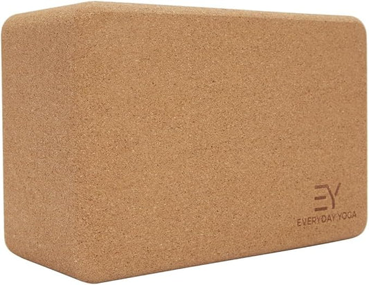 Everyday Yoga Premium Cork Block - Natural Cork, Improve Strength, Flexibility with Soft Brick Workout Handstand, (Single)