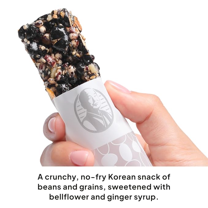 Korean Food Vegan Black Soybean Snack Bar, Grains & Nuts, 24Ct Pack Set | Roasted grains and nuts bound with bellflower, ginger, and rice syrup in convenient snack bars