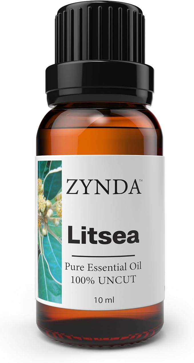 Litsea Essential Oil 10ml – 100% Pure & Natural Skin Oils for Aromatherapy & Diffuser – Premium Grade Litsea Cubeba Essential Oil for Skin, Body, Massage & DIY Use