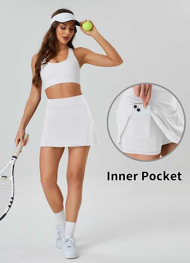 Womens Tennis Skirt Crossover High Waisted Skort with Pockets Shorts | Athletic Skirts for Golf Running Workout Pickleball, Aesthetic Activewear, Sporty Athleisure Style