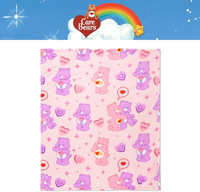Care Bears Love-A-Lot & Share Bear Kids Throw Blanket, Super Soft Silk Touch, 40" x 50", (Officially Licensed Product) by Franco