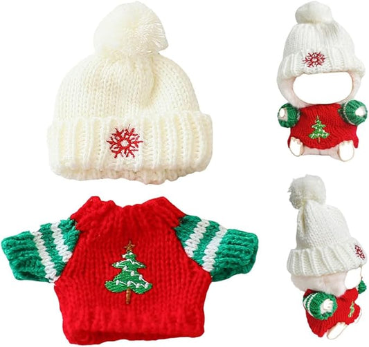 17cm Doll Clothes,Doll Outfit Set Knitted Clothes Accessories 2-Piece of Christmas Hat & Capes Set or Christmas Tree Sweater for 6.7in Dolls Winther Clothing (Christmas Outfit)