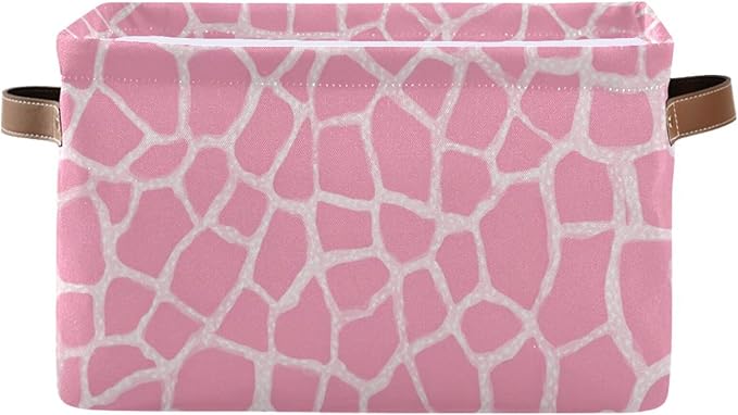 Aslsiy Storage Basket Abstract Modern Giraffe Print Nursery Bins Pink Baby Canvas Box Clothes Shelf Basket Laundry Hamper Gift Basket for Home Closet 2 Pcs