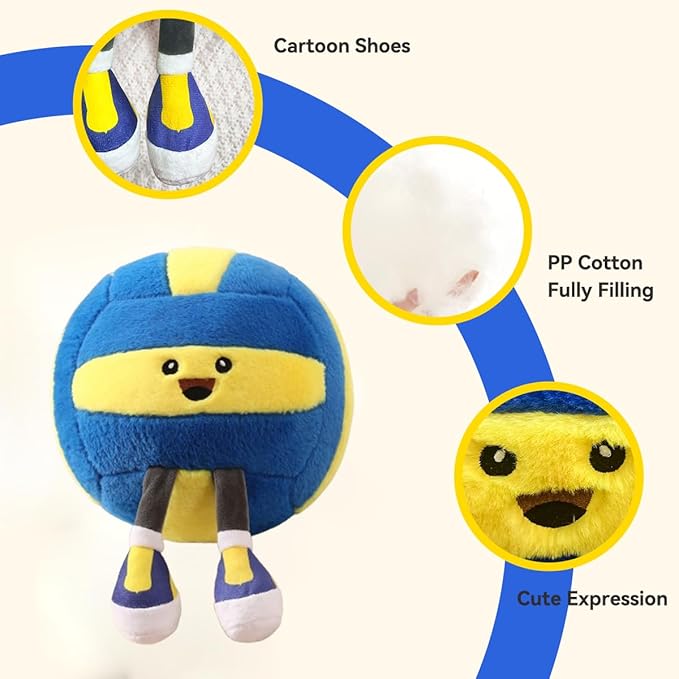 Funny Volleyball Pillow with Legs – Cute Stuffed Animal Toy for Boys Girls, Volleyball Throw Pillow Gift for Room Decor, Couch or Bed (Dark Blue Volleyball 11 Inch)