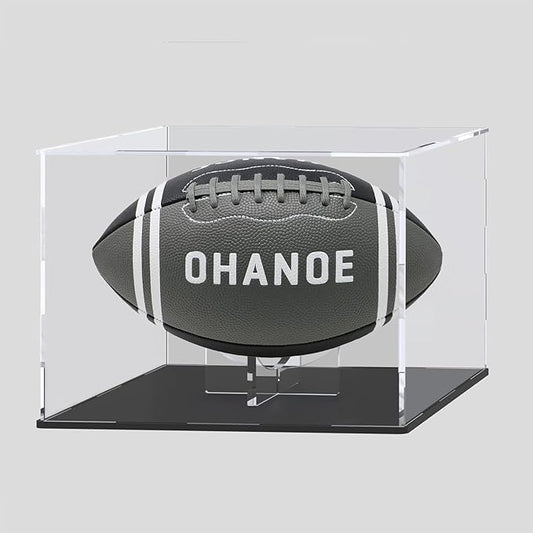 Acrylic Display Case with Detachable Ball Stand, Compatible with Full Size Soccer & Rugby Ball, Dustproof Display Box for Exclusive Collectible Sport Memorabilia
