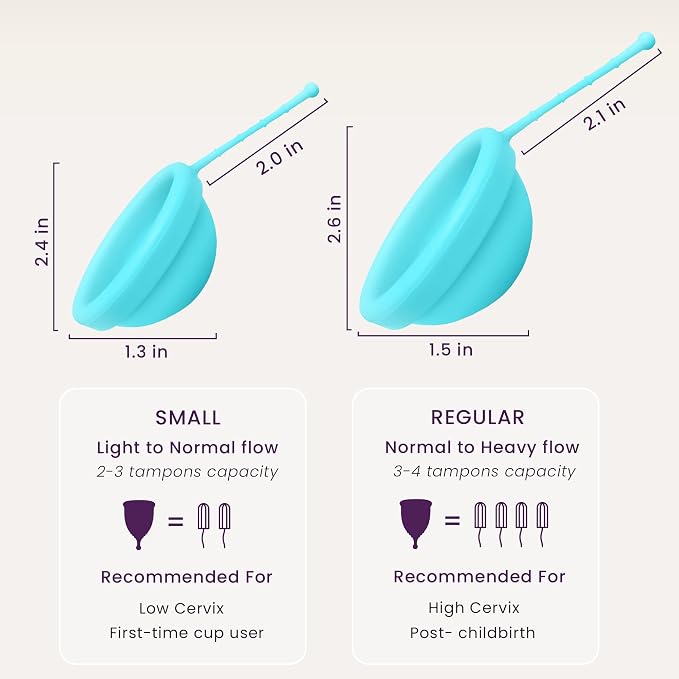 EcoBlossom Reusable Menstrual Disc with Removal String - The Most Reliable Medical Grade Silicone Period Discs - Comfortably use for 12 Hours (Cyan)