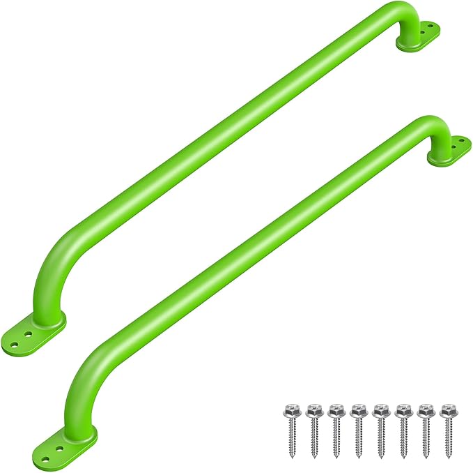 Dolibest 42 Inch Metal Safety Handles, Playground Ladder Handle, Metal Grab Handles for Kids Playhouse, Treehouse, Rock Climbing Wall, Swing Set Accessories, Indoor & Outdoor Use (2PCS)-Green