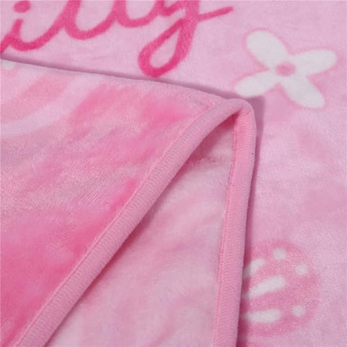 Cartoon Printing Throw Blanket for Girls Kids Adults, 40"x55", All Seasons Flannel Fleece Blanket, Soft & Warm Plush Blankets for Couch Sofa Bed Camping Travel (Pink 002)
